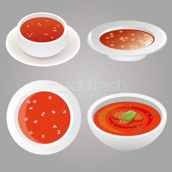 томатный суп коллекция продовольствие томатный Кука есть Сток-фото © glorcza
