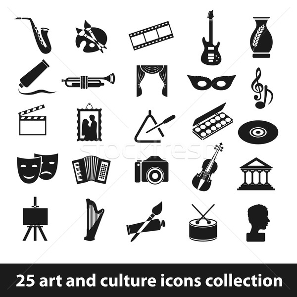 Kunst cultuur iconen 25 icon collectie Stockfoto © glorcza