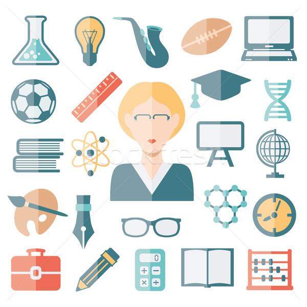 teacher flat icons Stock photo © glorcza