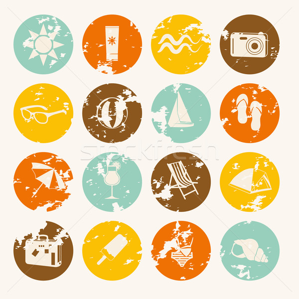 retro summer icons collection Stock photo © glorcza