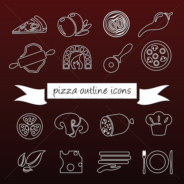 Foto stock: Pizza · iconos · diseno · hoja · tomate