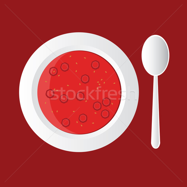Ardei iute supă alb castron lingură restaurant Imagine de stoc © glorcza
