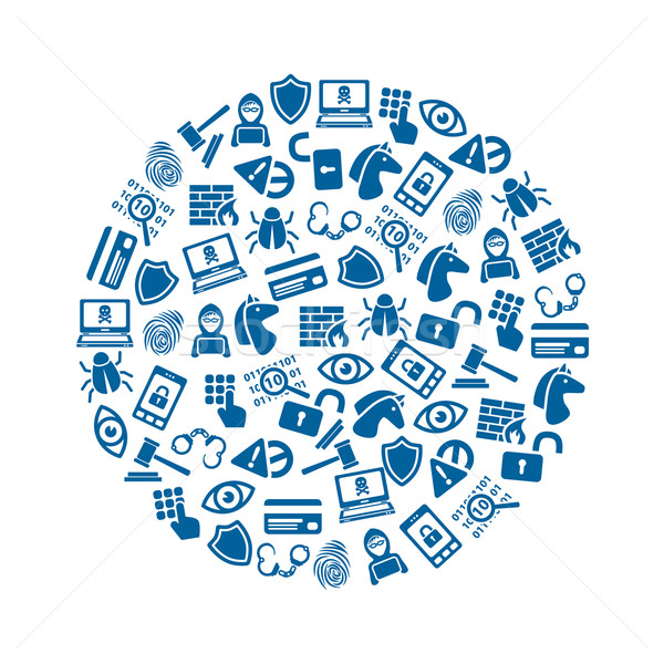 hacker icons in circle Stock photo © glorcza