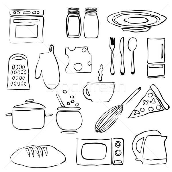 doodle kitchen images Stock photo © glorcza