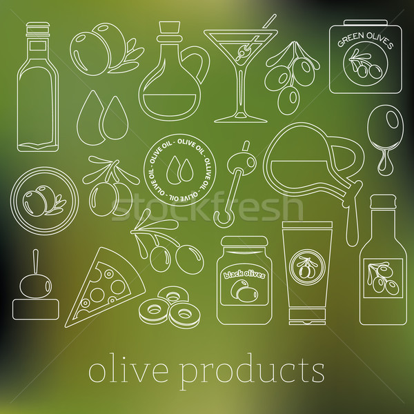 olives outline icons Stock photo © glorcza