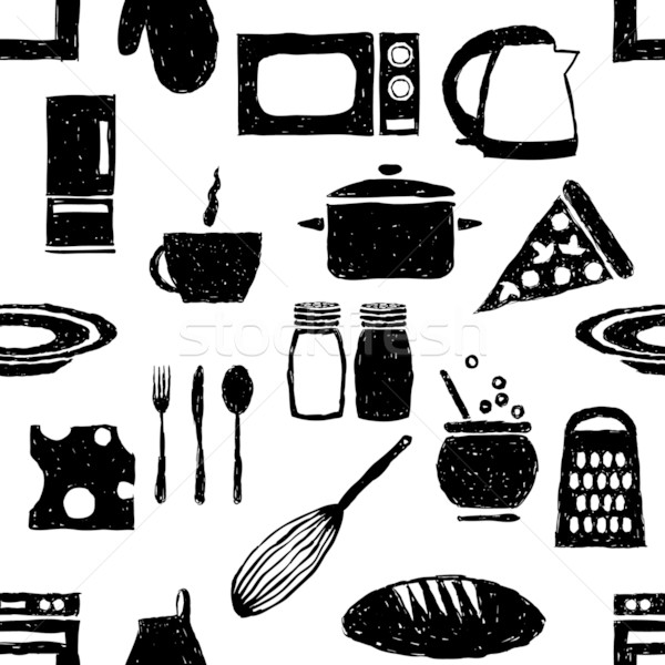 doodle kitchen seamless pattern Stock photo © glorcza