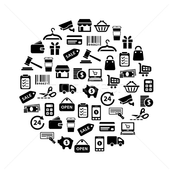 shopping icons in circle Stock photo © glorcza