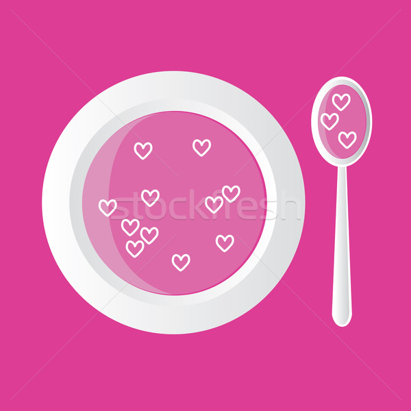 Herzen Suppe besondere rosa Essen Abendessen Stock foto © glorcza