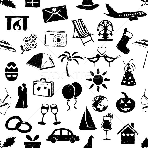 Stock photo: doodle holiday and events seamless pattern