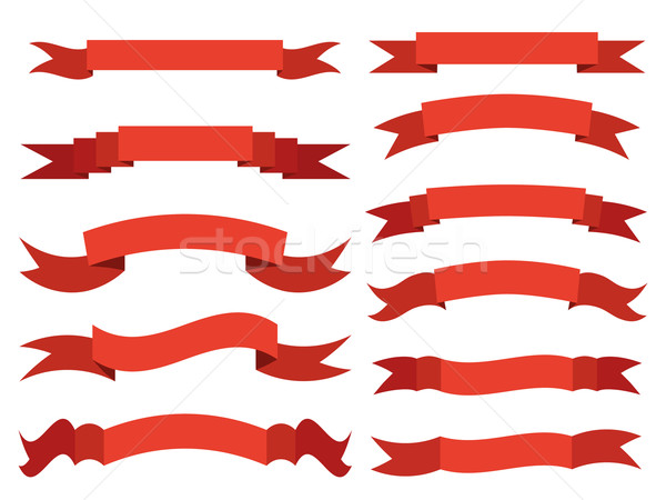 Szett piros szalagok terv felirat zászló Stock fotó © glorcza