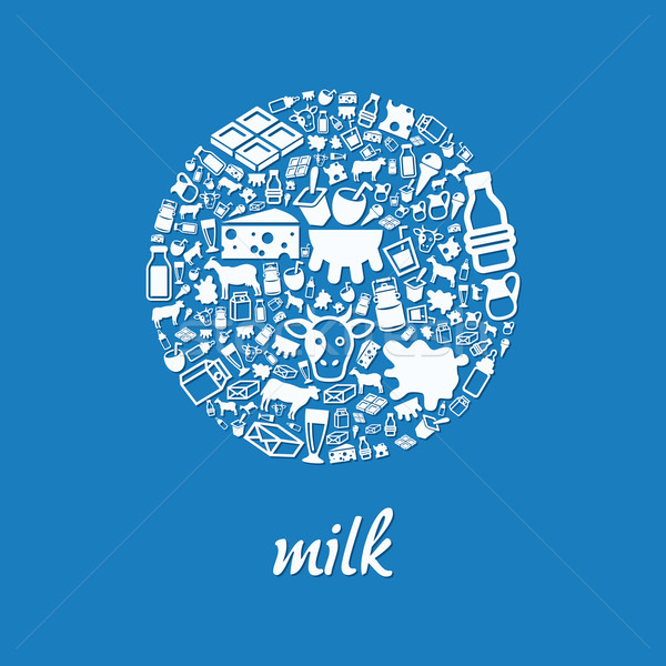 milk icons in circle Stock photo © glorcza