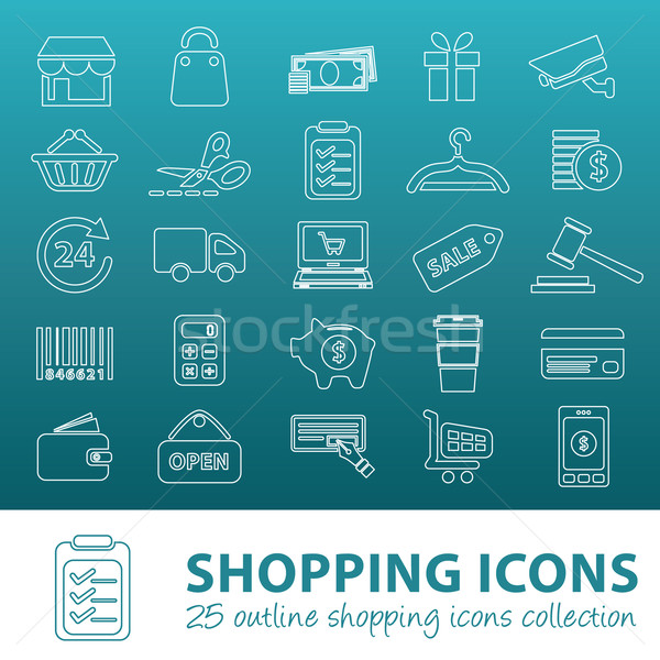 shopping outline icons Stock photo © glorcza