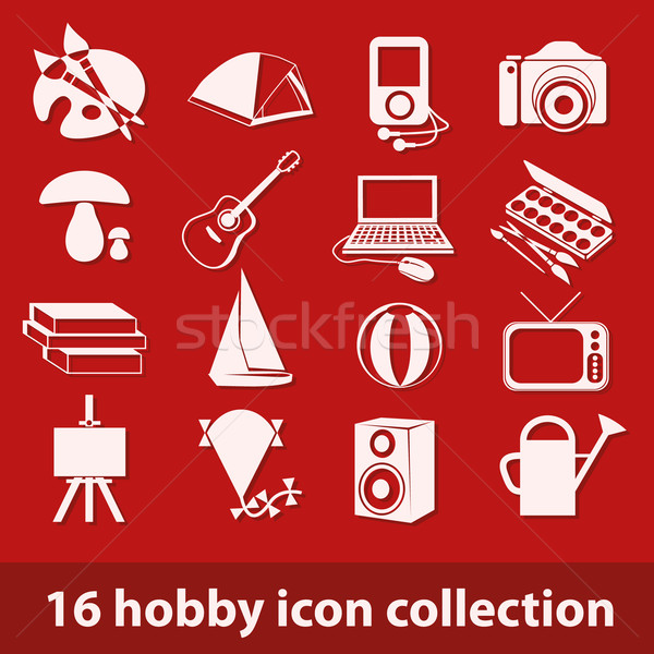 16 hobby icône ensemble musique signe [[stock_photo]] © glorcza