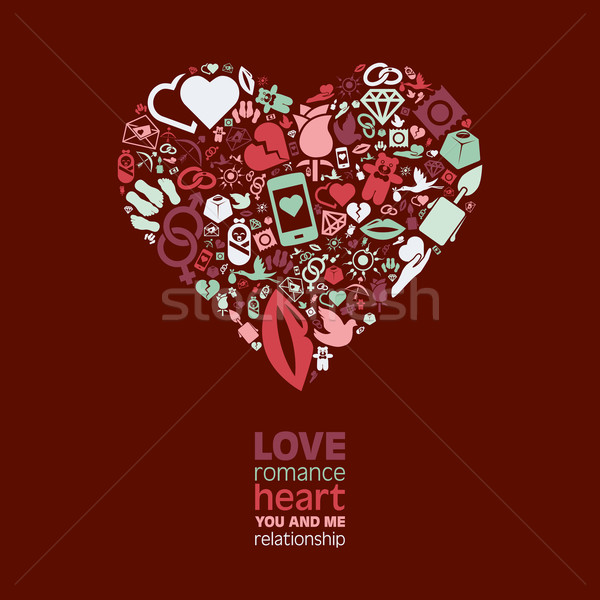 Dragoste icoane inimă telefon trandafir ciocolată Imagine de stoc © glorcza