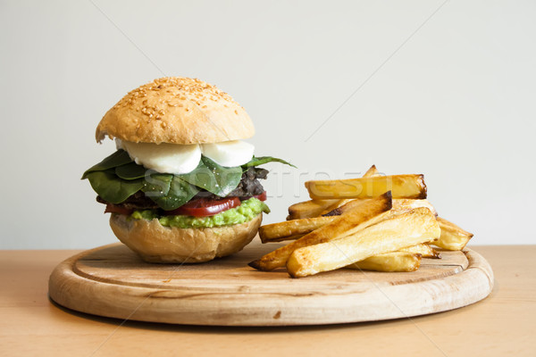 vegetarian burger with french fries Stock photo © glorcza