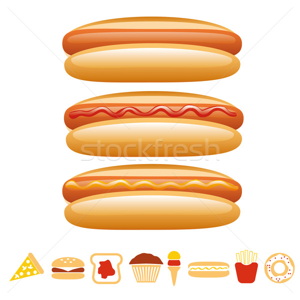 Hotdog collectie hond pizza brood sandwich Stockfoto © glorcza