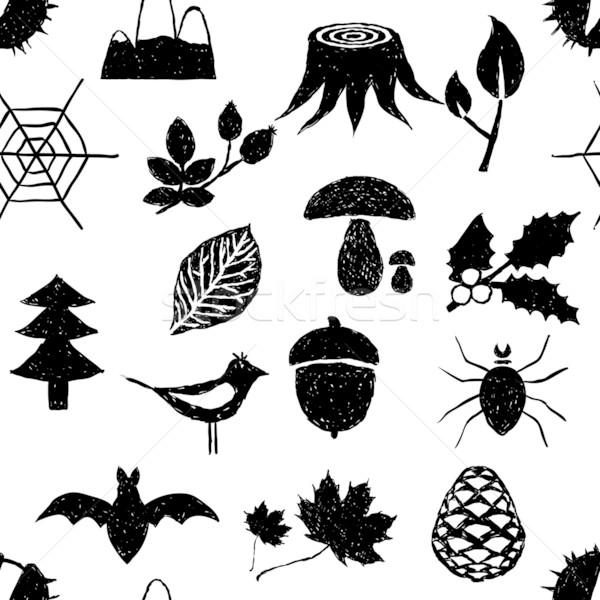 seamless doodle forest pattern Stock photo © glorcza