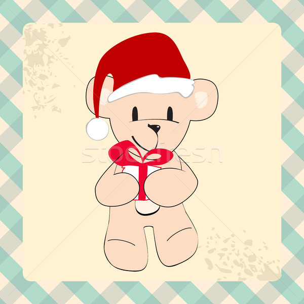 Stock foto: Cute · Hand · gezeichnet · Stil · Weihnachten · Teddybär · Vektor