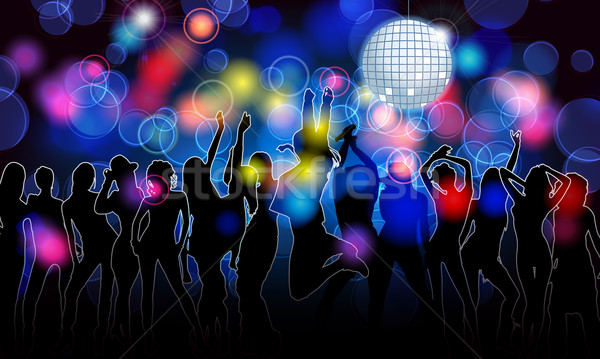 Farbenreich Party Menschen Silhouetten Vektor Menge Stock foto © glyph