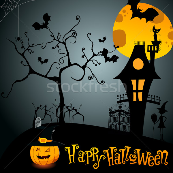 [[stock_photo]]: Cute · halloween · illustration · vecteur · fête · chat