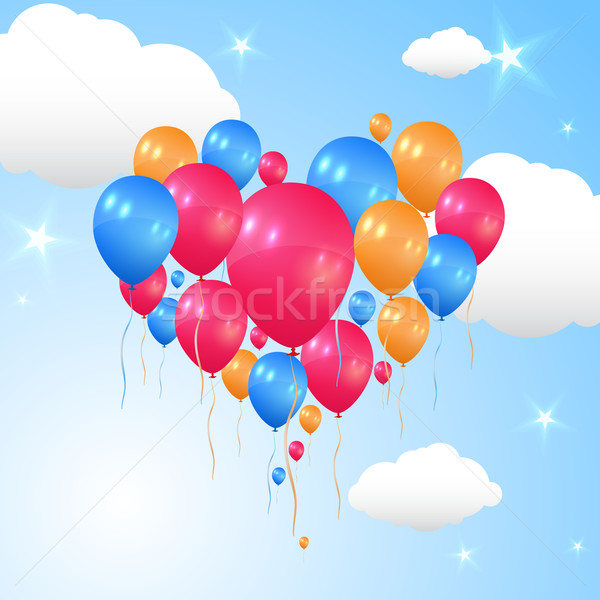 Léggömbök szív repülés levegő gyönyörű szeretet Stock fotó © glyph