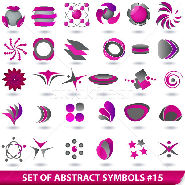 Szett lila absztrakt szimbólumok vektor üzlet Stock fotó © glyph