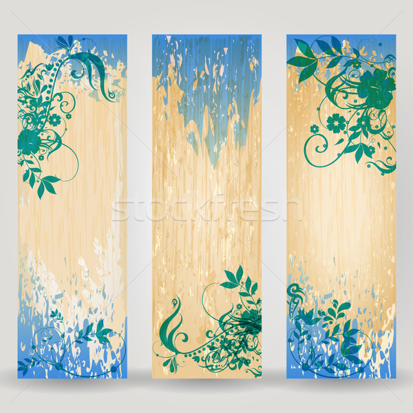 Establecer tres grunge floral web banners Foto stock © glyph