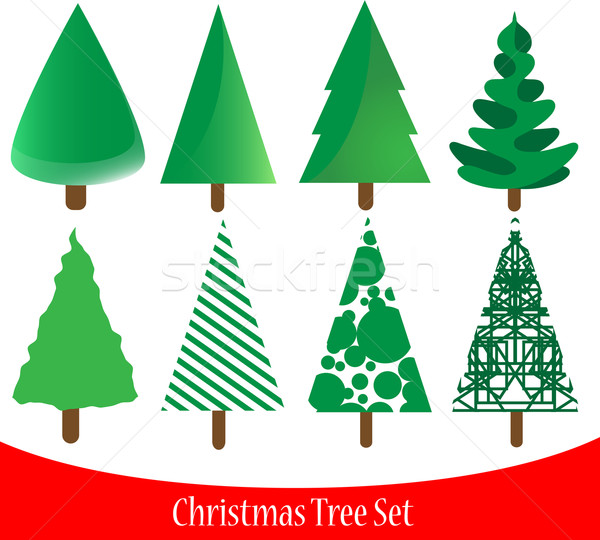 Set elegant vector ilustratii copac Imagine de stoc © glyph