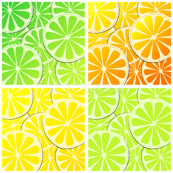 Establecer cítricos ilustraciones vector limón naranja Foto stock © glyph