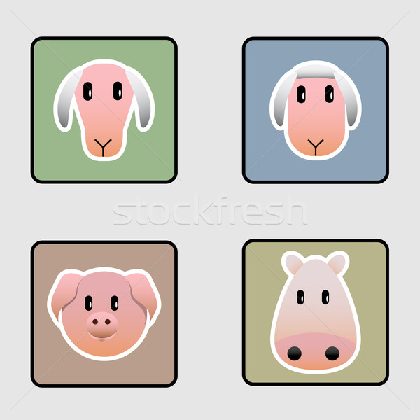 Cute farm animal icons Stock photo © glyph