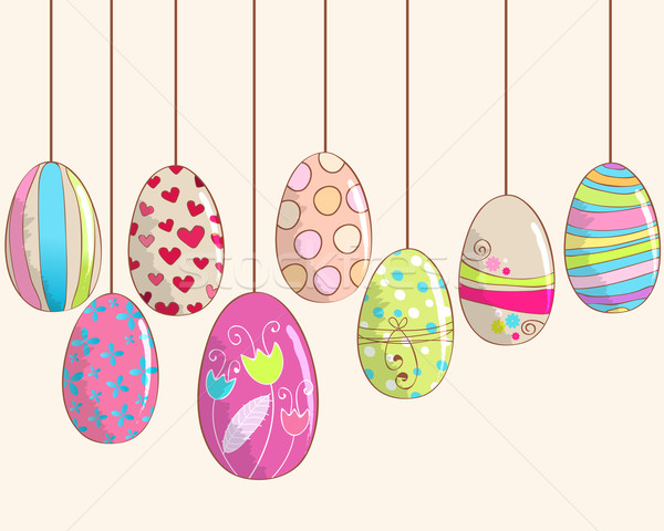 [[stock_photo]]: Cute · œufs · de · Pâques · illustration · vecteur · dessinés · à · la · main · style