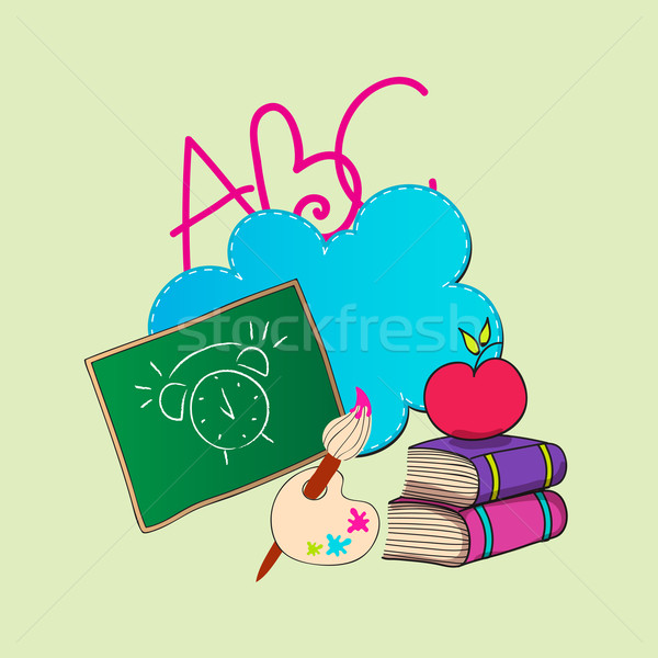 Stockfoto: Cute · terug · naar · school · illustratie · vector · schets