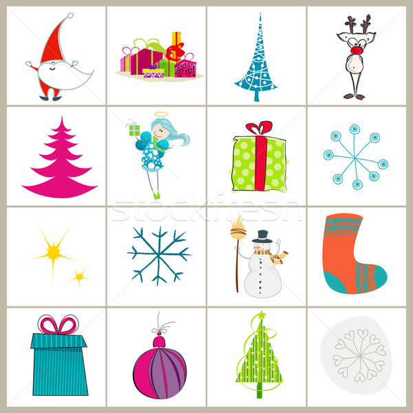 セット かわいい クリスマス イラスト ベクトル ツリー ストックベクター C Glyph 1407628 Stockfresh