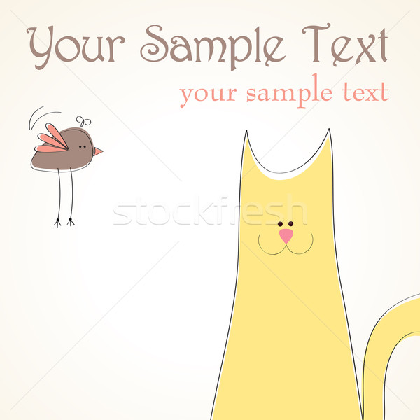 Drăguţ pisică pasăre vector abstract cuplu Imagine de stoc © glyph