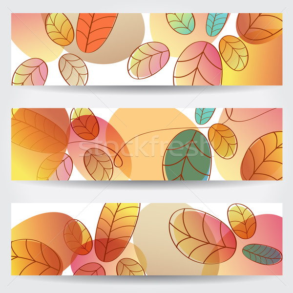Renkli sonbahar yaprakları afişler vektör ayarlamak Stok fotoğraf © glyph
