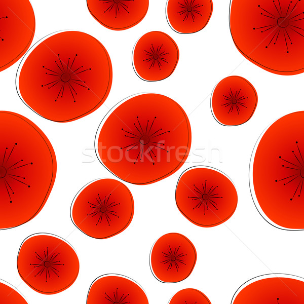 Foto stock: Hermosa · amapolas · sin · costura · ilustración · vector · dibujado · a · mano