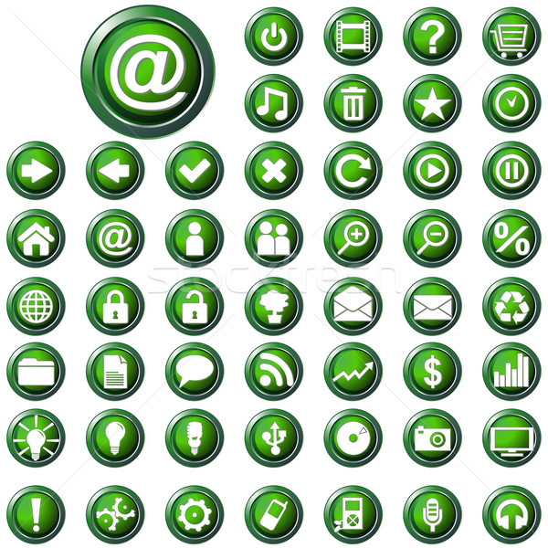 Large set of glossy green web buttons Stock photo © glyph