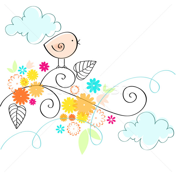 Cute printemps oiseau illustration vecteur Pâques [[stock_photo]] © glyph