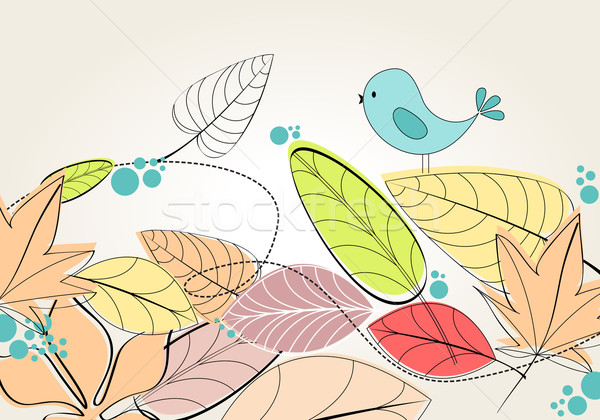 Stockfoto: Cute · najaar · vogel · illustratie · vector