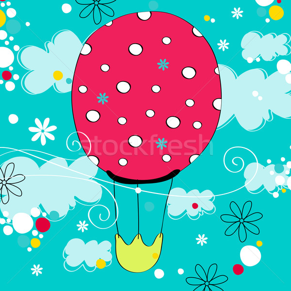 Cute воздушном шаре Flying небе цветок лет Сток-фото © glyph