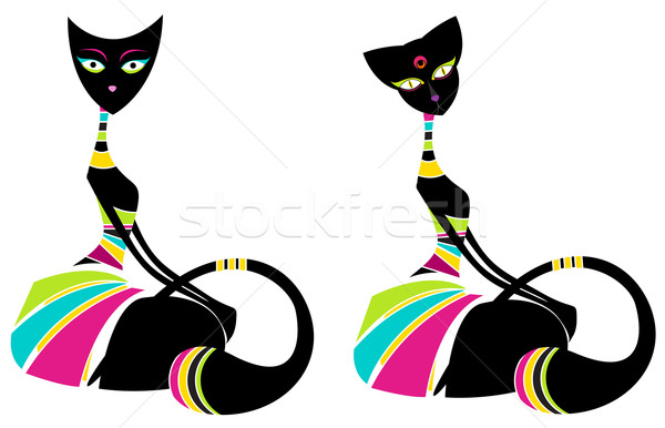 かわいい ファッション 猫 座って ベクトル 笑顔 ストックフォト © glyph
