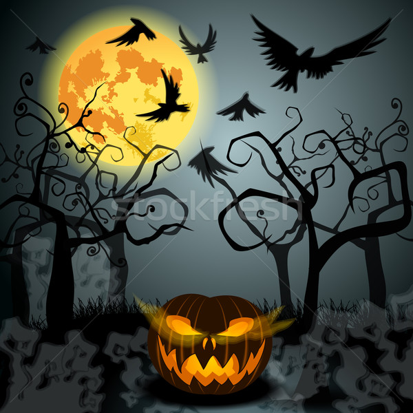 Halloween illustration with Jack O'Lantern Stock photo © glyph