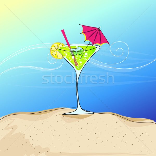 Cute cocktail glass on summer seashore Stock photo © glyph