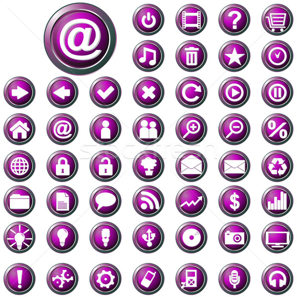 Large set of glossy purple web buttons  Stock photo © glyph