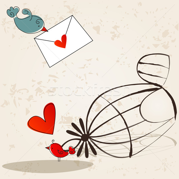 Cute birds in love illustration Stock photo © glyph