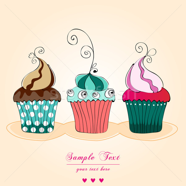 Cute retro cupcakes card Stock photo © glyph