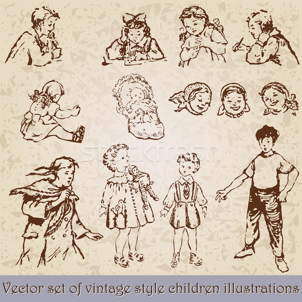 Set of vintage children illustration Stock photo © glyph