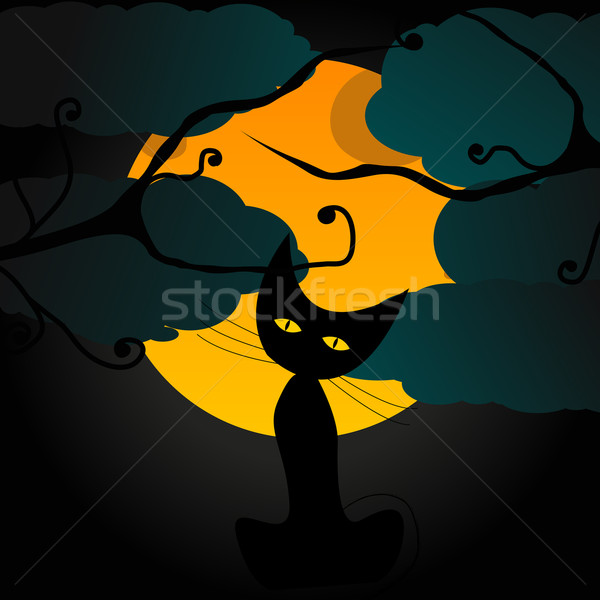 Cute halloween ilustracja wektora drzewo tle Zdjęcia stock © glyph