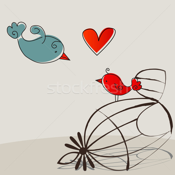 Cute birds in love Stock photo © glyph