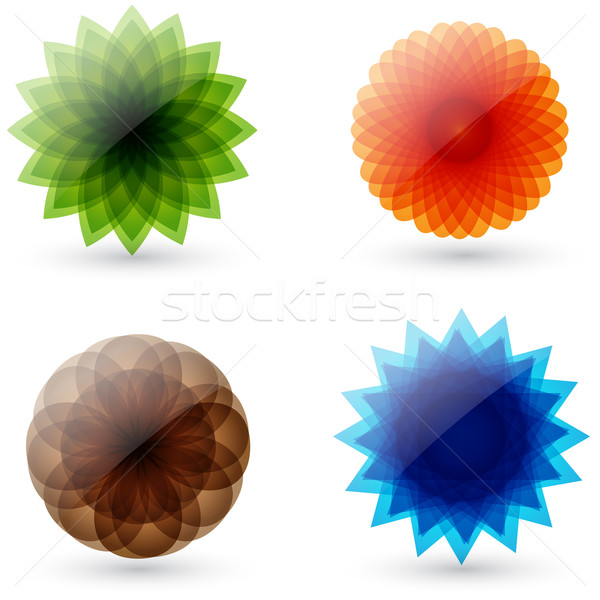 Stock photo: Set of abstract, glossy four seasons icons